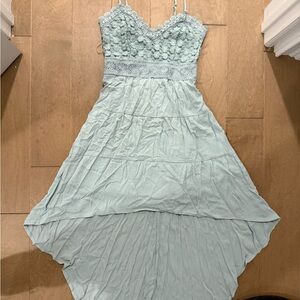 Pretty green feminine  low high summer dress